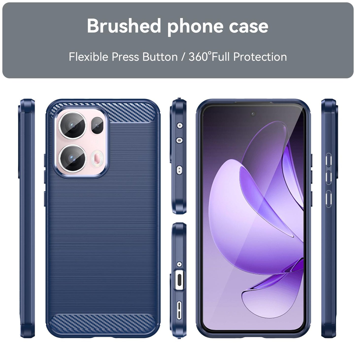 OPPO Reno13 Pro Carbon Fiber Brushed Texture TPU Protective Phone Case Shockproof Slim Cover
