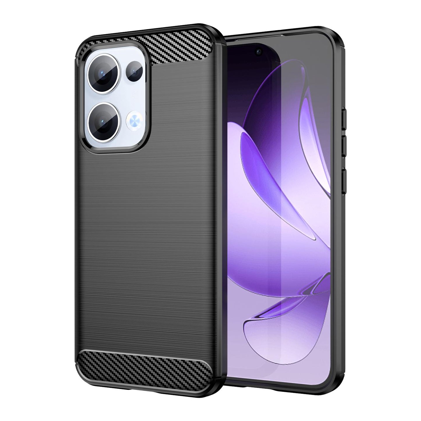 OPPO Reno13 Carbon Fiber Brushed Texture TPU Protective Phone Case Shockproof Slim Cover