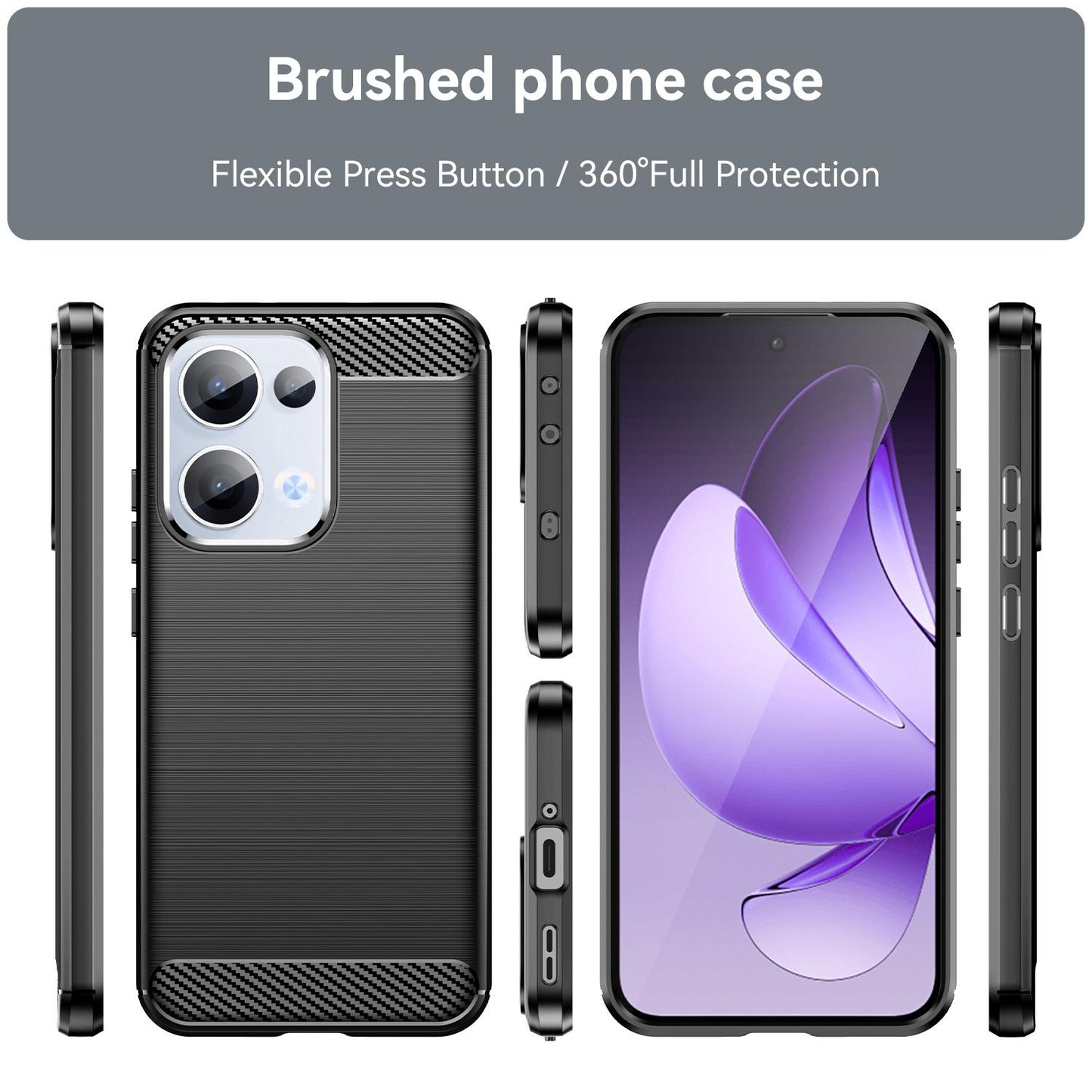 OPPO Reno13 Carbon Fiber Brushed Texture TPU Protective Phone Case Shockproof Slim Cover