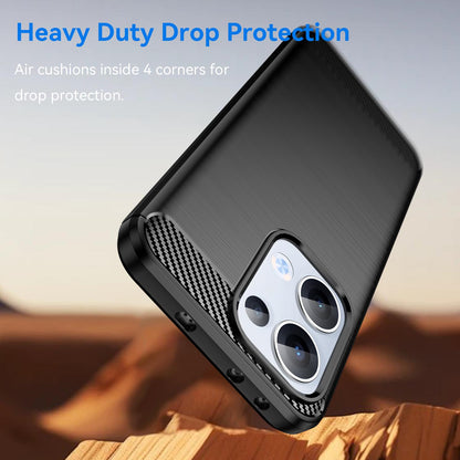 OPPO Reno13 Carbon Fiber Brushed Texture TPU Protective Phone Case Shockproof Slim Cover