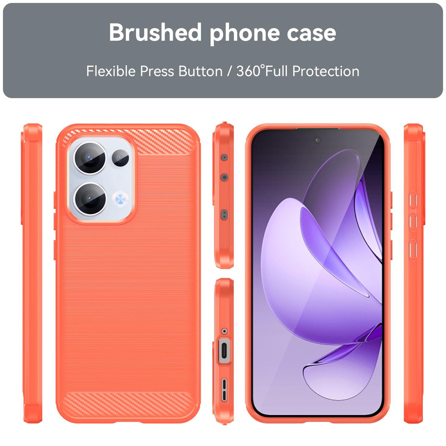 OPPO Reno13 Carbon Fiber Brushed Texture TPU Protective Phone Case Shockproof Slim Cover