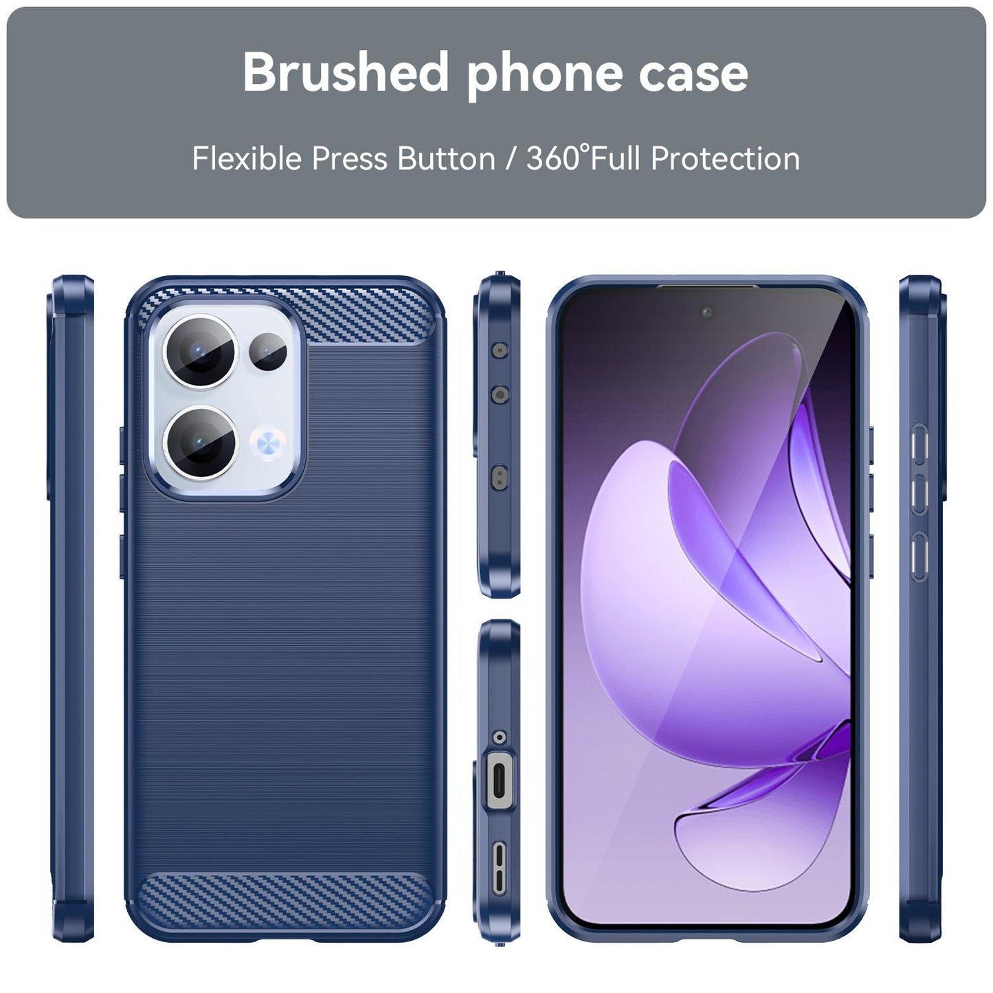 OPPO Reno13 Carbon Fiber Brushed Texture TPU Protective Phone Case Shockproof Slim Cover