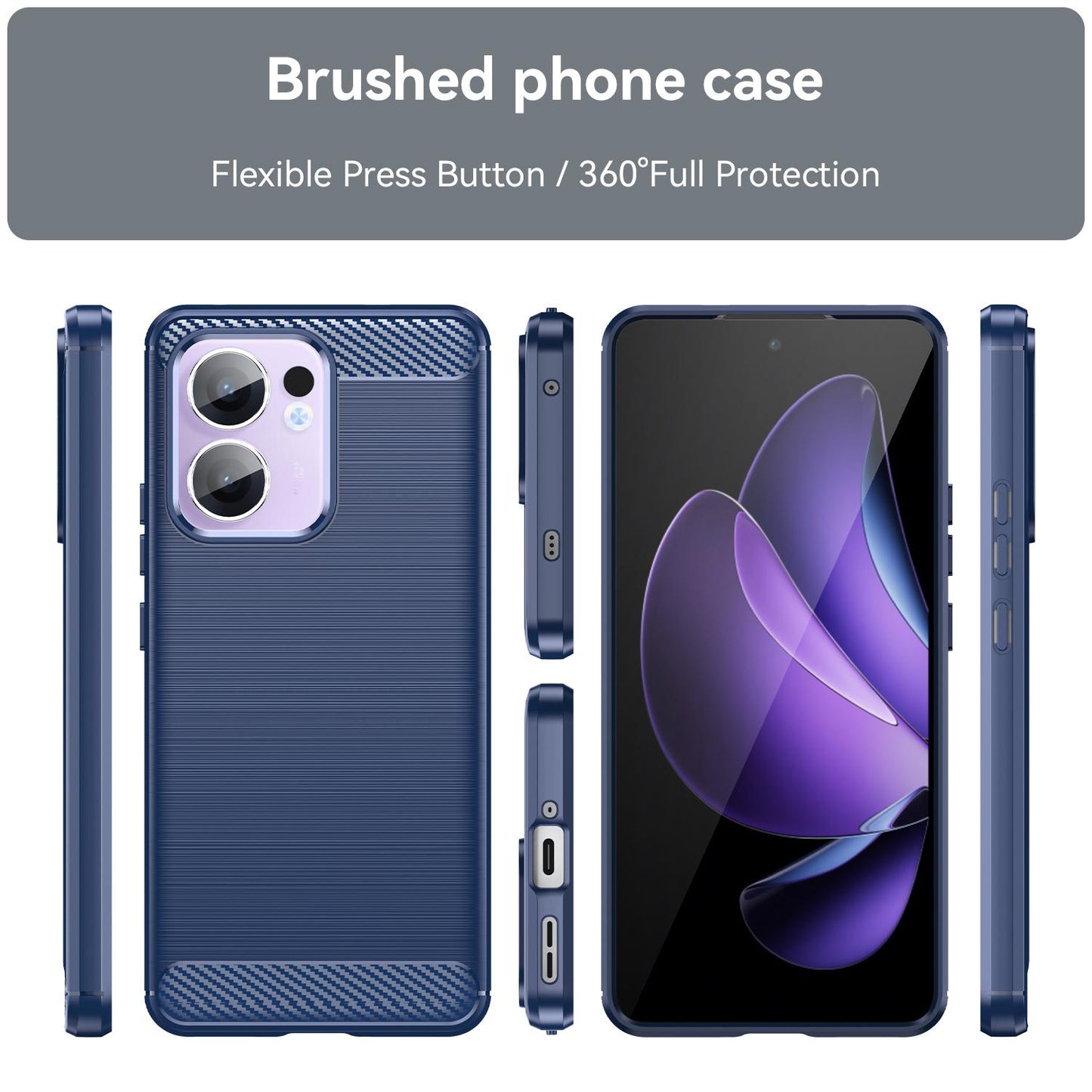 OPPO Reno13 F 5G Carbon Fiber Brushed Texture TPU Protective Phone Case Shockproof Slim Cover