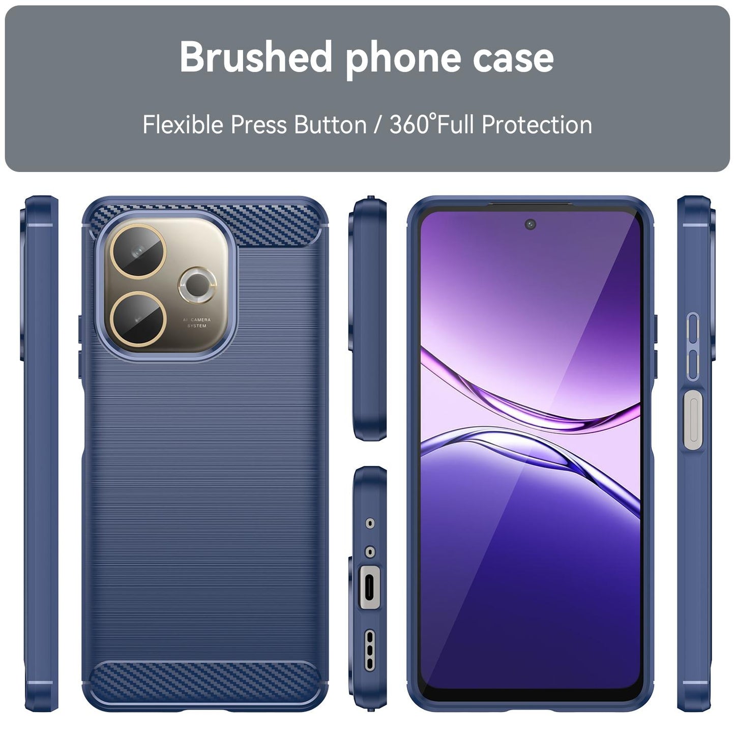 OPPO A5 Pro 5G Carbon Fiber Brushed Texture TPU Protective Phone Case Shockproof Slim Cover
