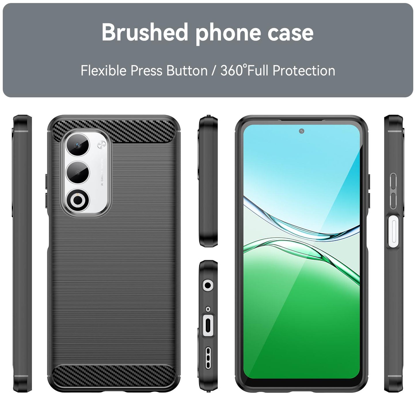 OPPO A5 4G Carbon Fiber Brushed Texture TPU Protective Phone Case Shockproof Slim Cover