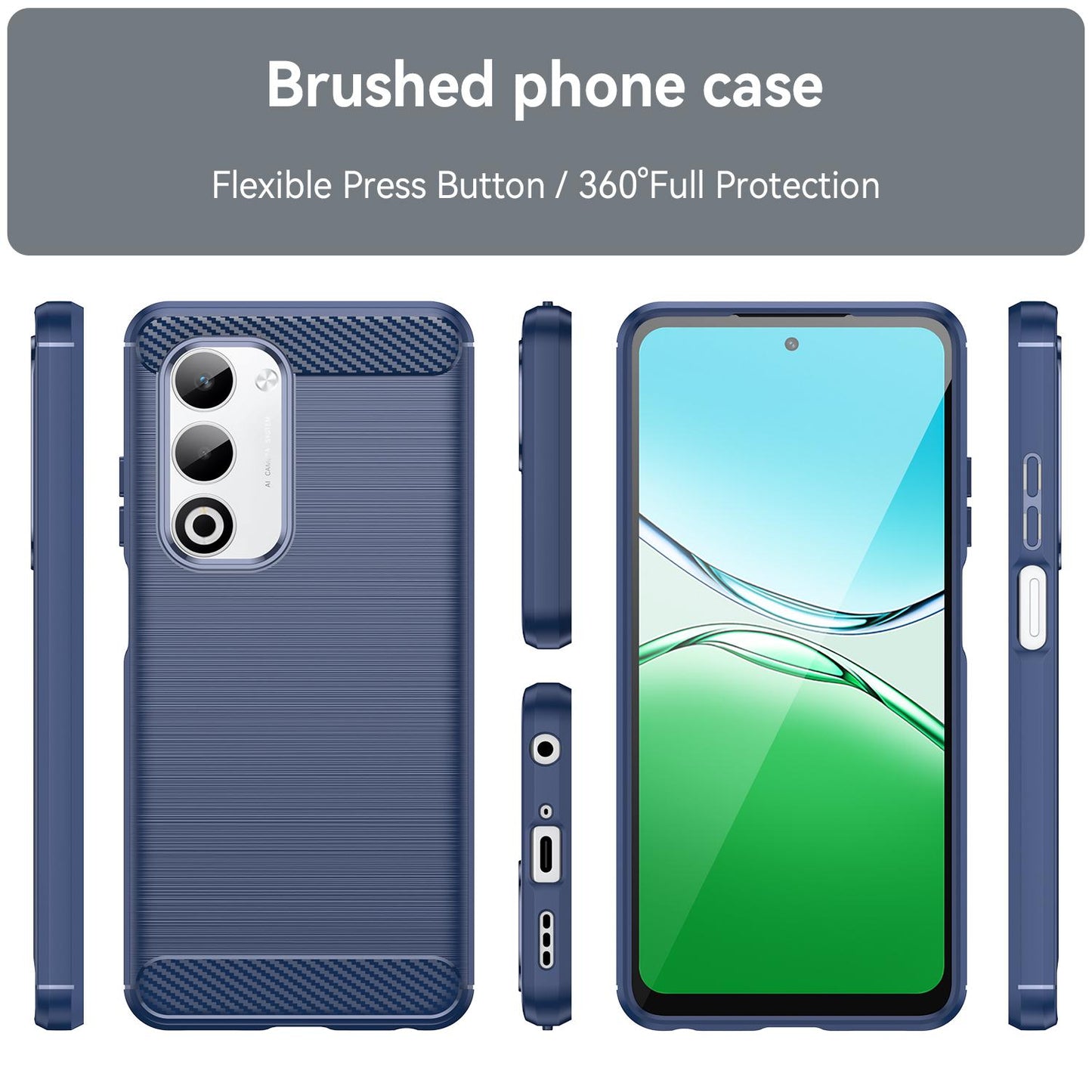 OPPO A5 4G Carbon Fiber Brushed Texture TPU Protective Phone Case Shockproof Slim Cover