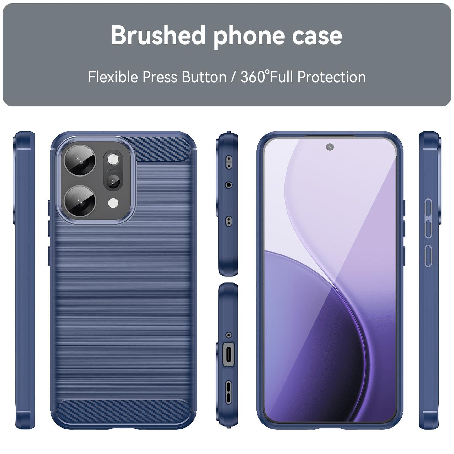 OPPO Reno14 Pro Carbon Fiber Brushed Texture TPU Protective Phone Case Shockproof Slim Cover