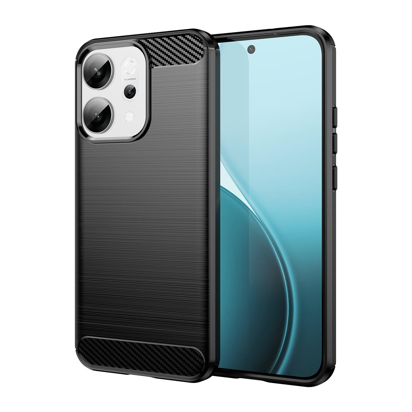 OPPO Reno14 Carbon Fiber Brushed Texture TPU Protective Phone Case Shockproof Slim Cover
