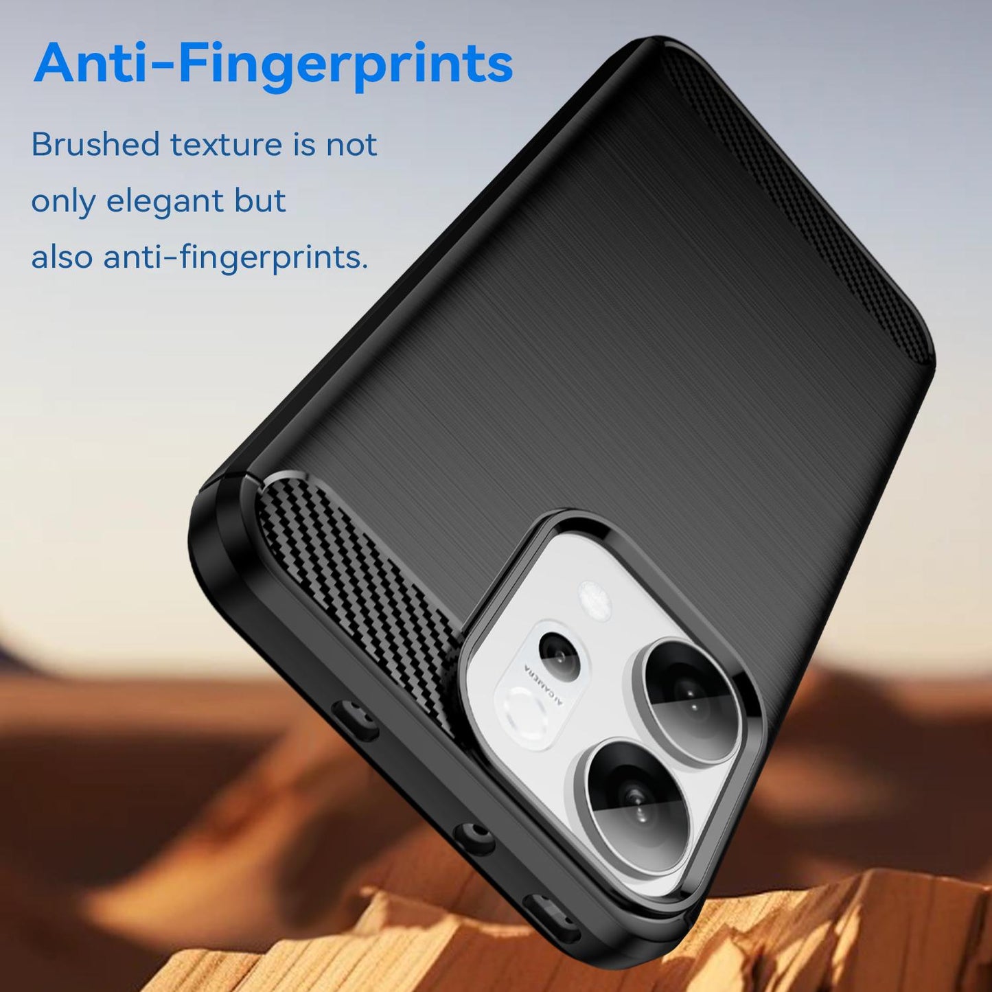 OPPO Reno14 Carbon Fiber Brushed Texture TPU Protective Phone Case Shockproof Slim Cover