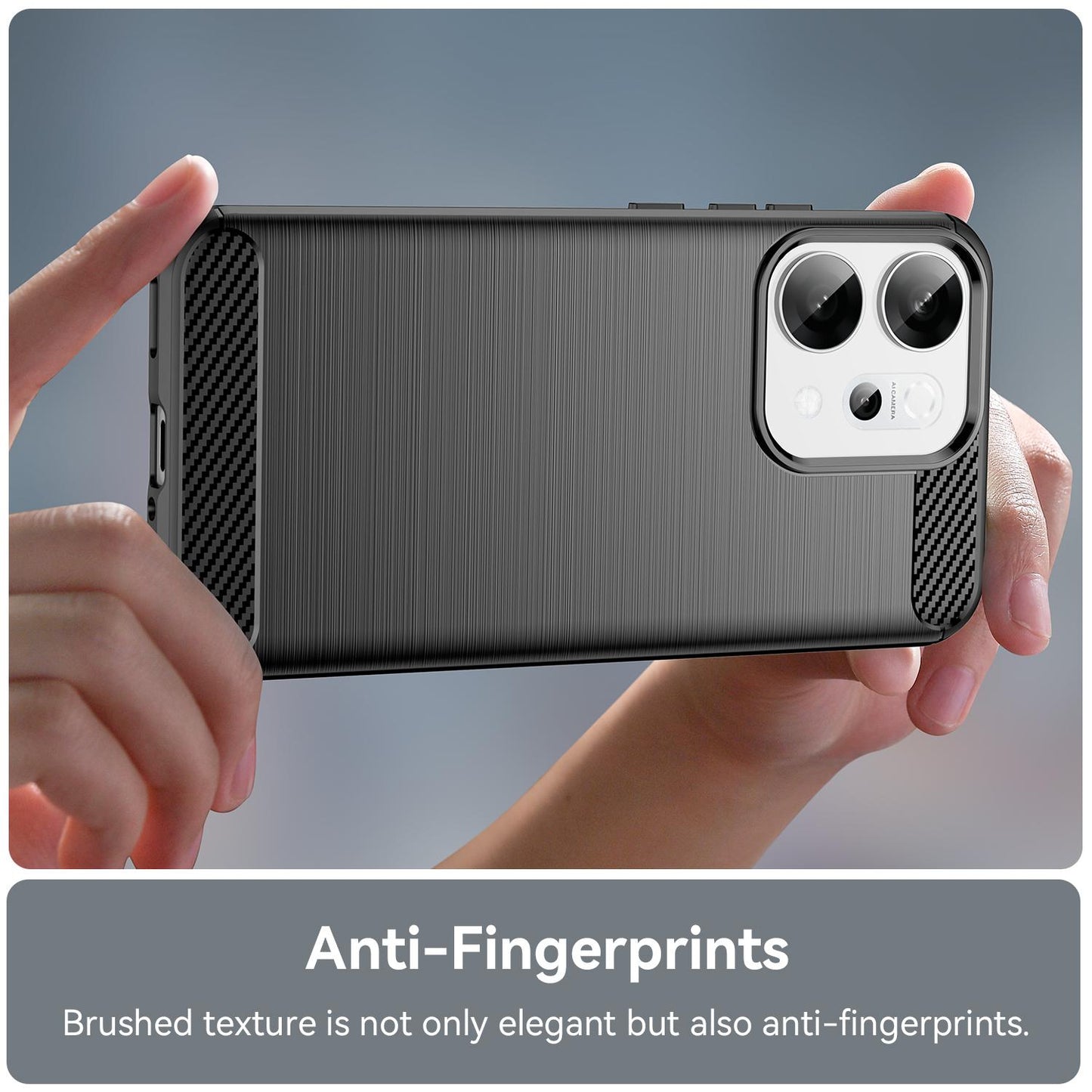 OPPO Reno14 Carbon Fiber Brushed Texture TPU Protective Phone Case Shockproof Slim Cover