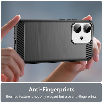 OPPO Reno14 Carbon Fiber Brushed Texture TPU Protective Phone Case Shockproof Slim Cover