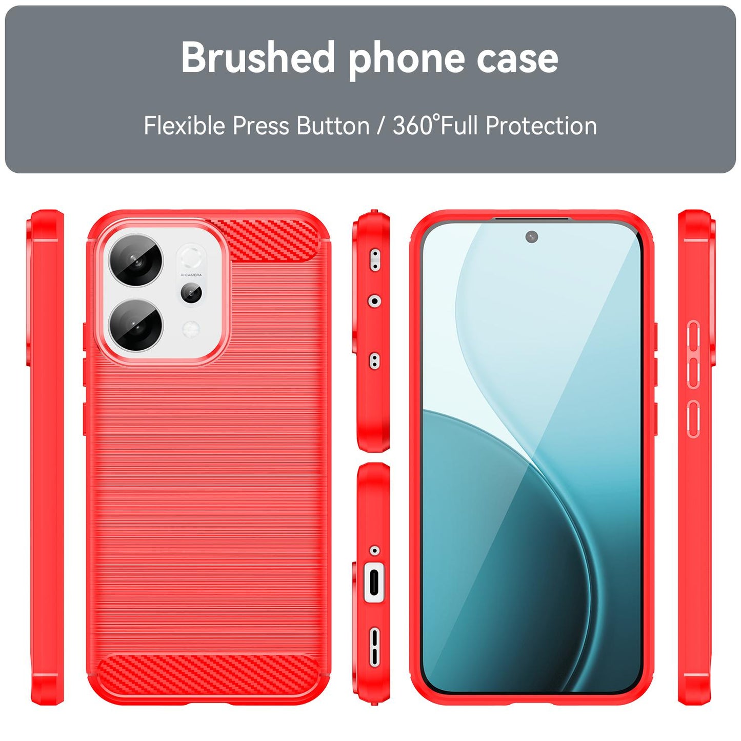 OPPO Reno14 Carbon Fiber Brushed Texture TPU Protective Phone Case Shockproof Slim Cover