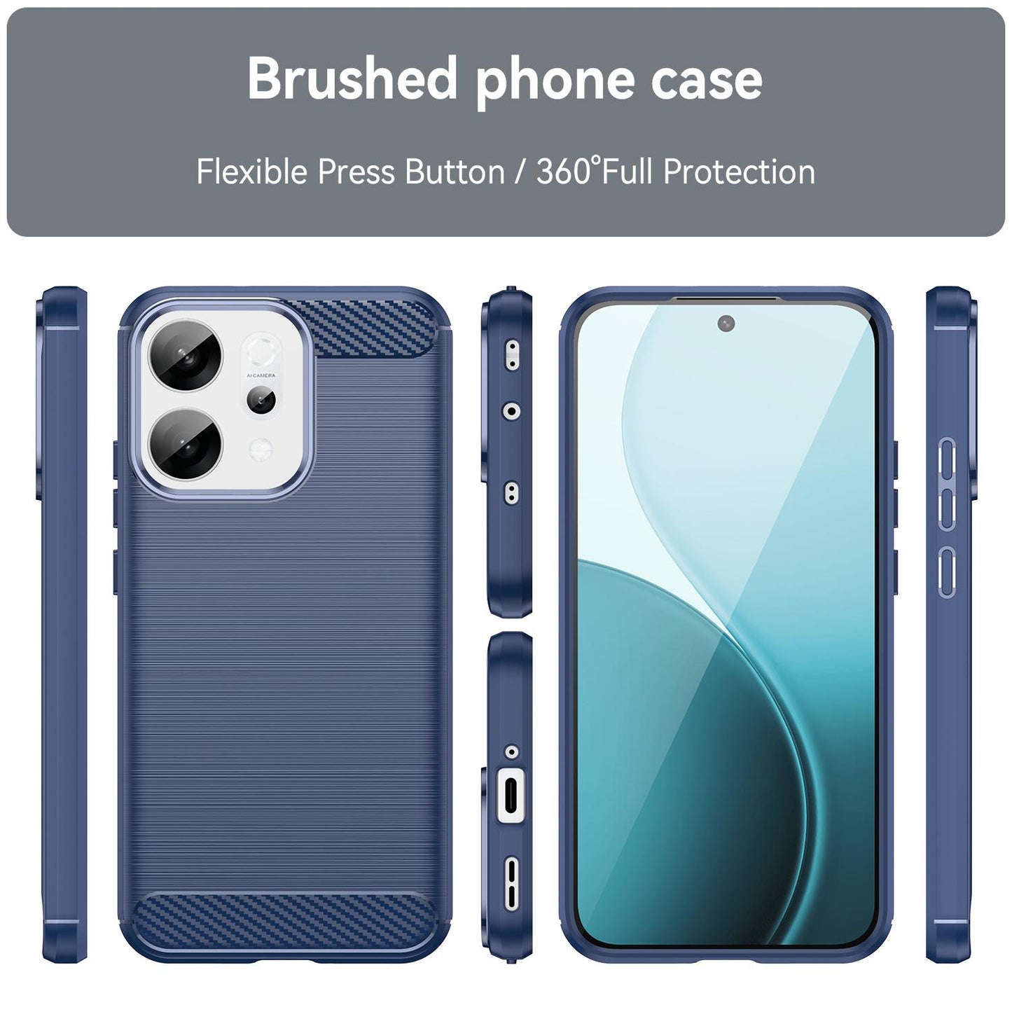 OPPO Reno14 Carbon Fiber Brushed Texture TPU Protective Phone Case Shockproof Slim Cover