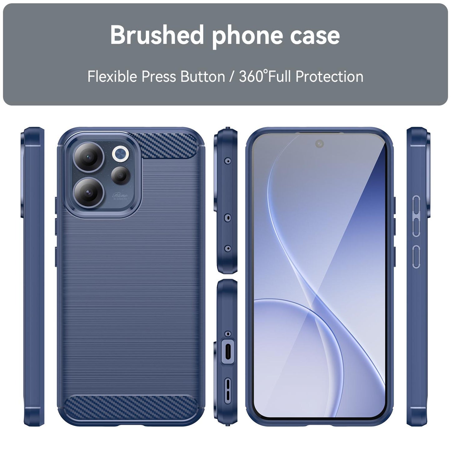 OPPO Reno15 F 5G Carbon Fiber Brushed Texture TPU Protective Phone Case Shockproof Slim Cover