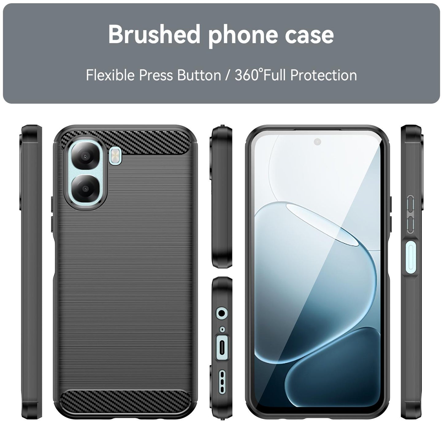 OPPO A6x 4G Carbon Fiber Brushed Texture TPU Protective Phone Case Shockproof Slim Cover