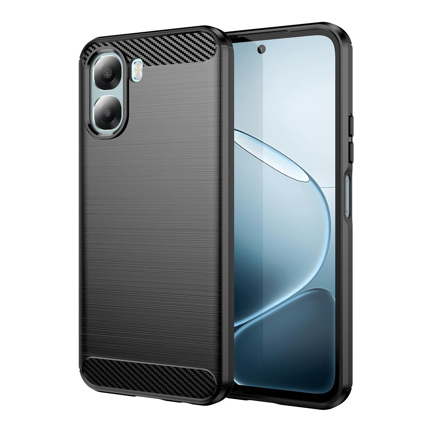 OPPO A6x 5G Carbon Fiber Brushed Texture TPU Protective Phone Case Shockproof Slim Cover