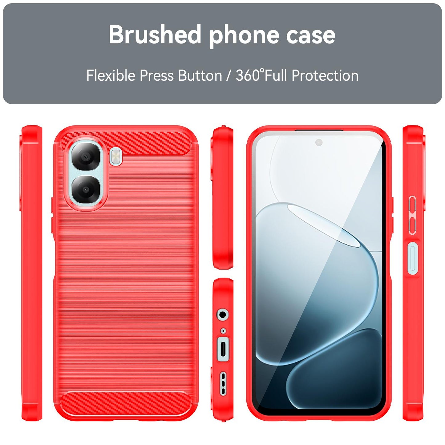 OPPO A6x 5G Carbon Fiber Brushed Texture TPU Protective Phone Case Shockproof Slim Cover