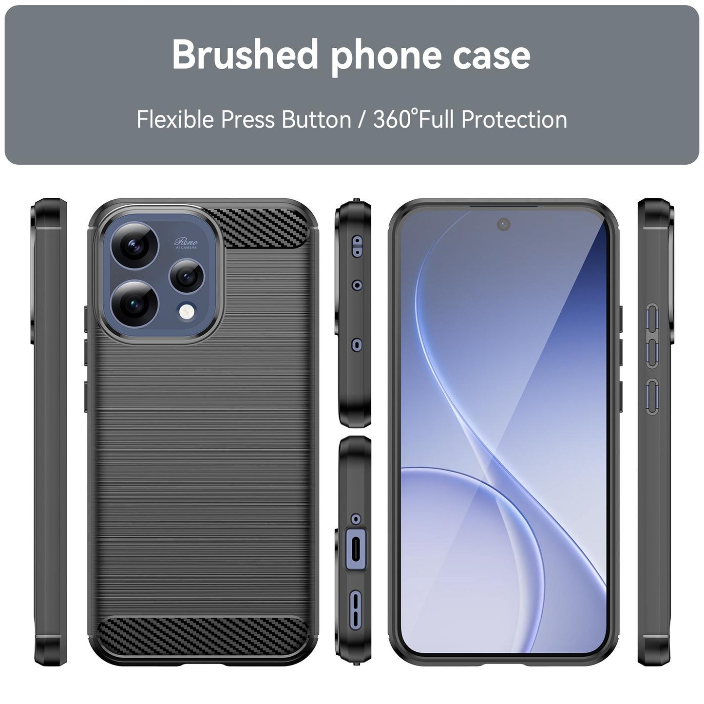 OPPO Reno15 5G Carbon Fiber Brushed Texture TPU Protective Phone Case Shockproof Slim Cover