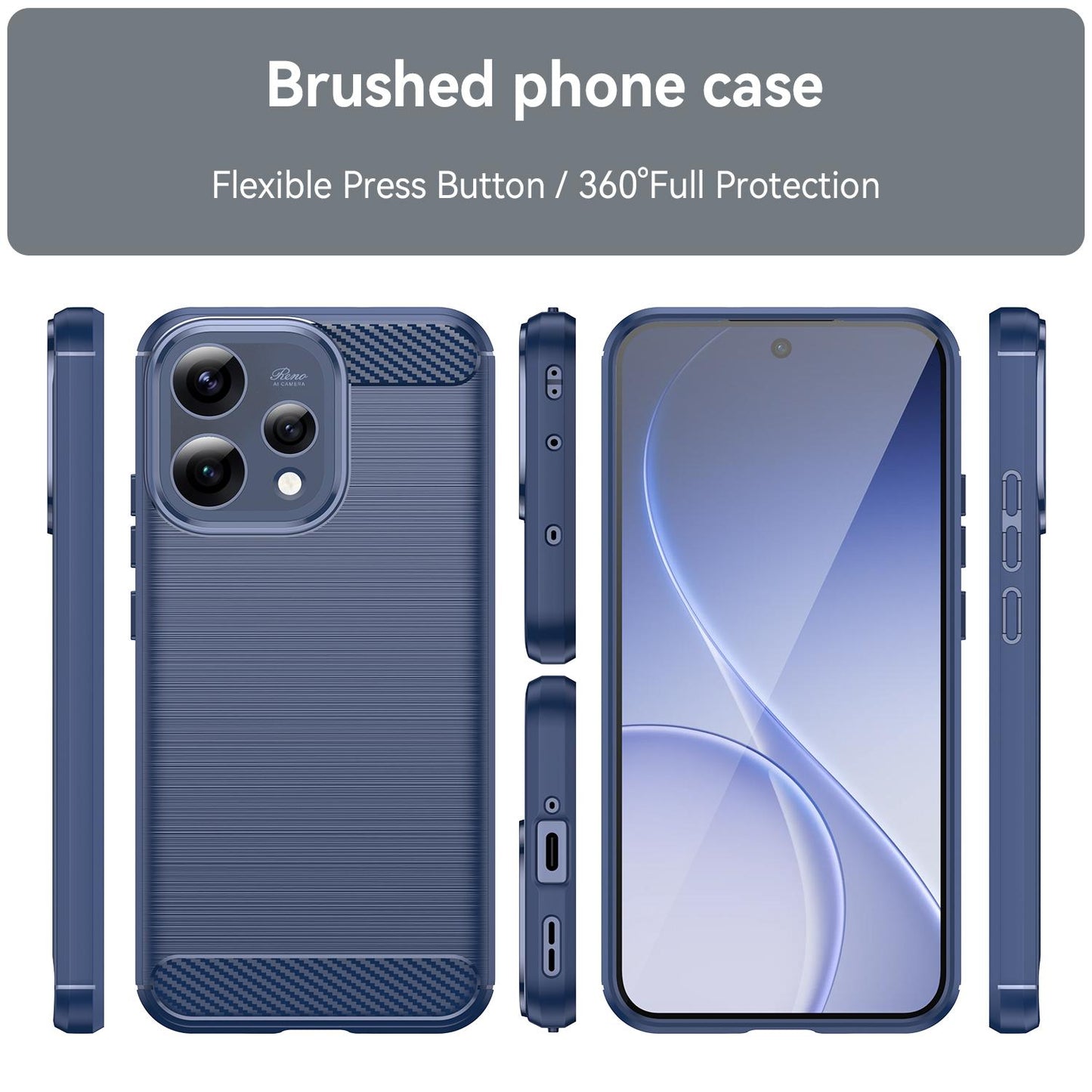OPPO Reno15 5G Carbon Fiber Brushed Texture TPU Protective Phone Case Shockproof Slim Cover