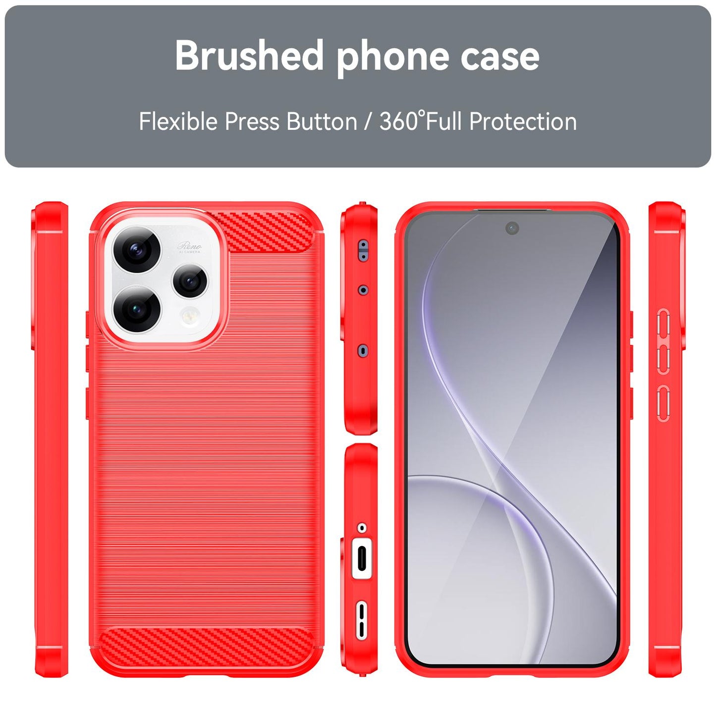 OPPO Reno 15C 5G Carbon Fiber Brushed Texture TPU Protective Phone Case Shockproof Slim Cover