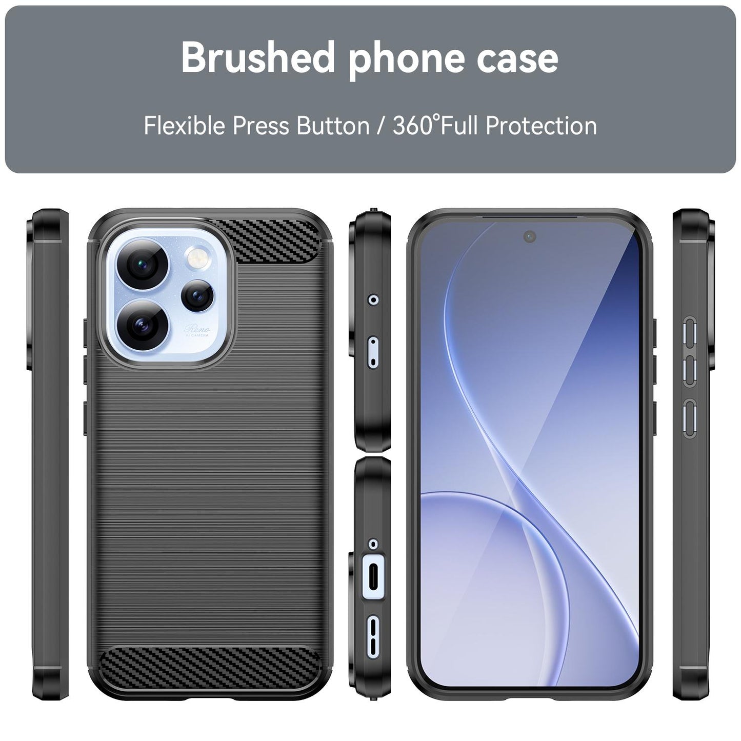 OPPO Reno15 Pro 5G Carbon Fiber Brushed Texture TPU Protective Phone Case Shockproof Slim Cover