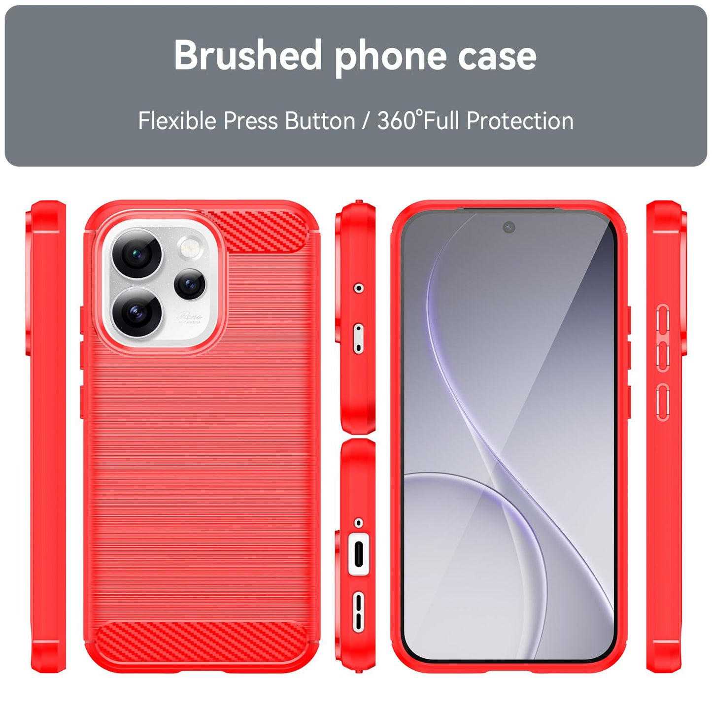 OPPO Reno15 Pro Mini 5G Carbon Fiber Brushed Texture TPU Protective Phone Case Shockproof Slim Cover