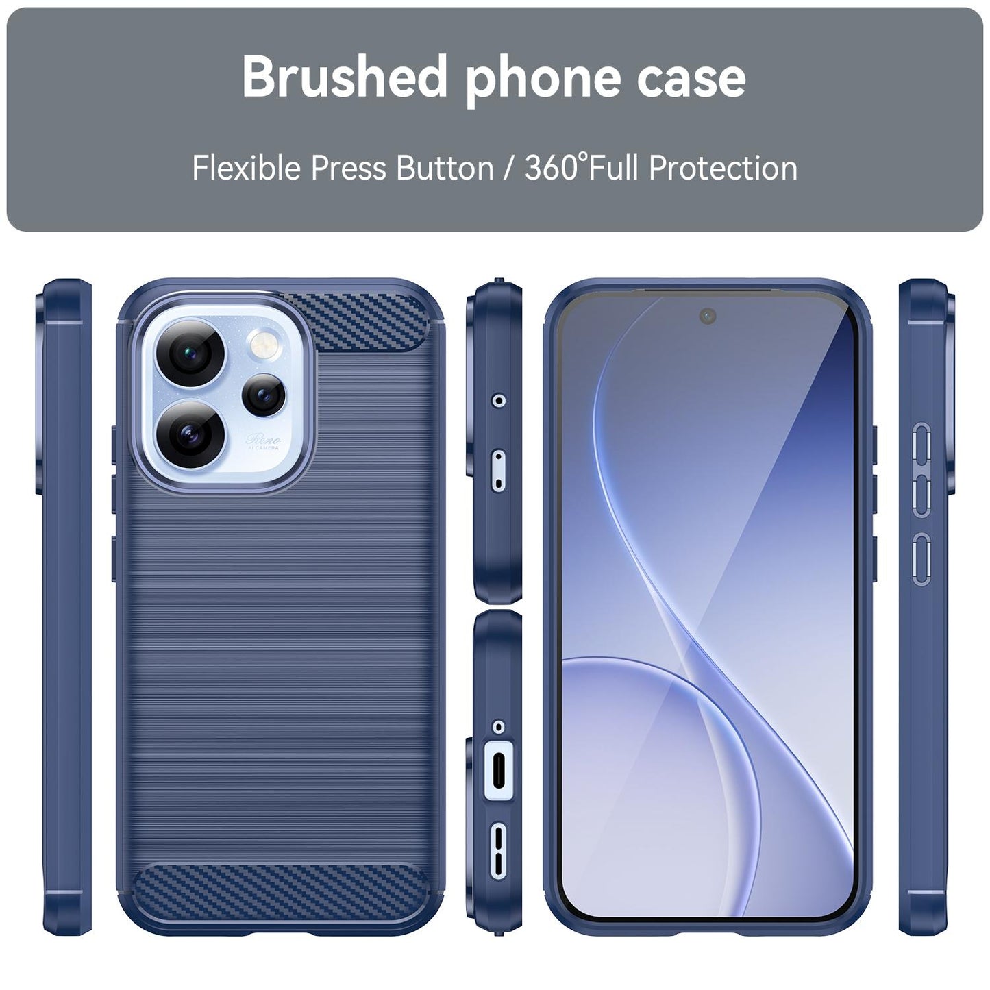 OPPO Reno15 Pro Mini 5G Carbon Fiber Brushed Texture TPU Protective Phone Case Shockproof Slim Cover