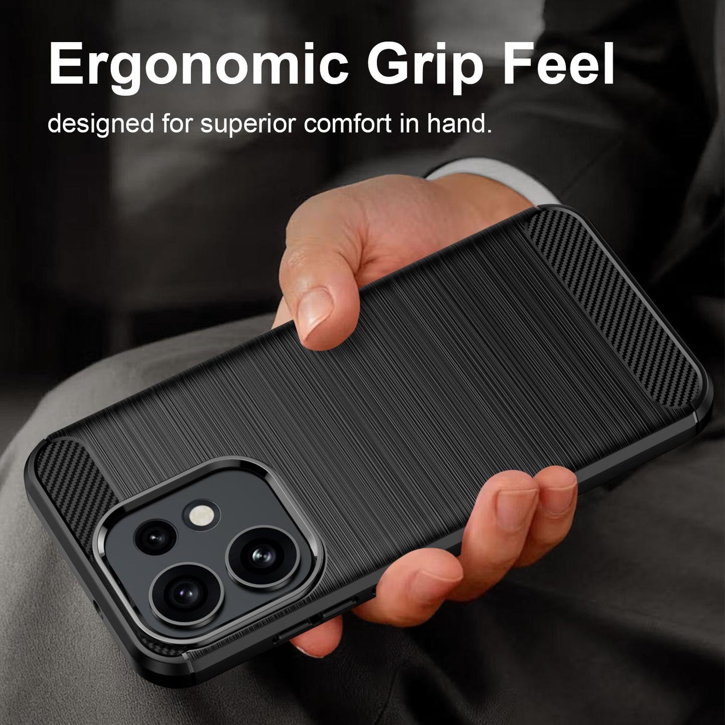 OPPO Reno16 5G Carbon Fiber Brushed Texture TPU Protective Phone Case Shockproof Slim Cover