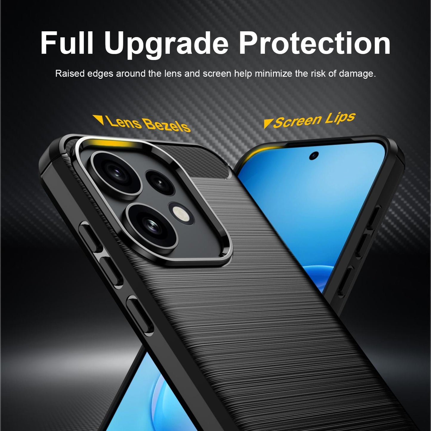 OPPO Reno16 5G Carbon Fiber Brushed Texture TPU Protective Phone Case Shockproof Slim Cover