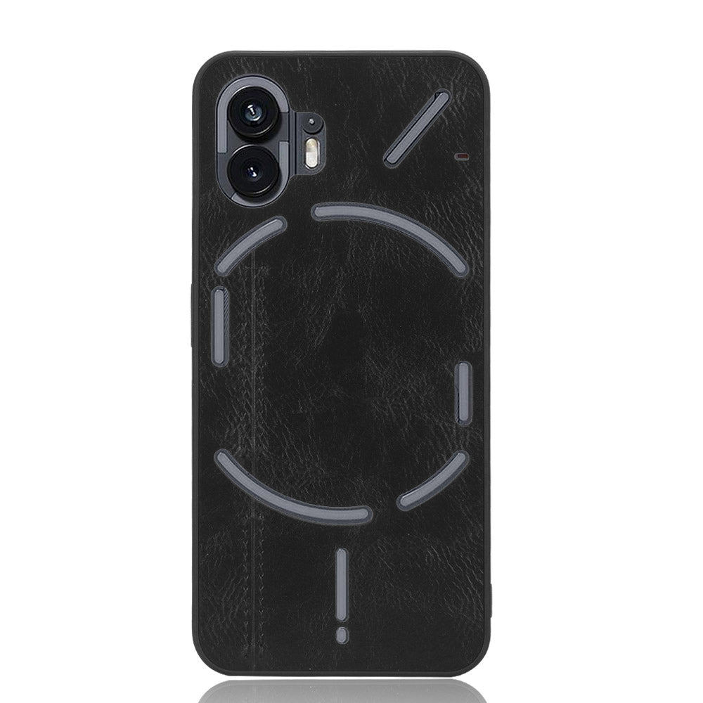 Nothing Phone 2 Cow Pattern Sewing Back Cover Phone Case - Premium PU Leather Texture PC + TPU Shockproof Protective Case, Scratch Resistant Slim Lightweight Anti-Fingerprint Full Coverage Mobile Cover
