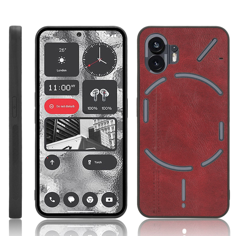 Nothing Phone 2 Cow Pattern Sewing Back Cover Phone Case - Premium PU Leather Texture PC + TPU Shockproof Protective Case, Scratch Resistant Slim Lightweight Anti-Fingerprint Full Coverage Mobile Cover