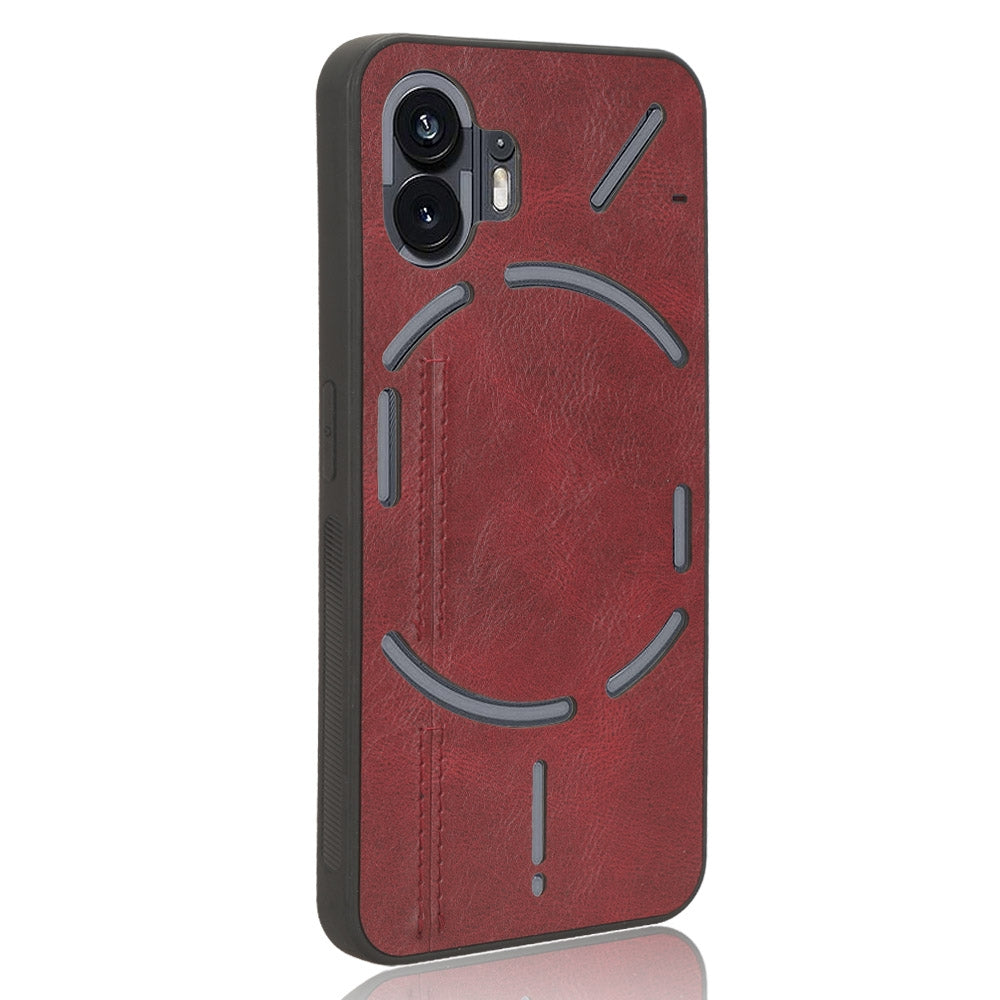 Nothing Phone 2 Cow Pattern Sewing Back Cover Phone Case - Premium PU Leather Texture PC + TPU Shockproof Protective Case, Scratch Resistant Slim Lightweight Anti-Fingerprint Full Coverage Mobile Cover