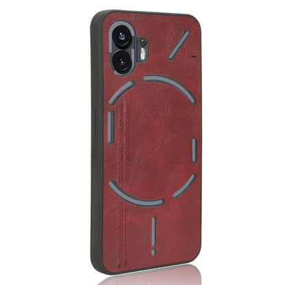 Nothing Phone 2 Cow Pattern Sewing Back Cover Phone Case - Premium PU Leather Texture PC + TPU Shockproof Protective Case, Scratch Resistant Slim Lightweight Anti-Fingerprint Full Coverage Mobile Cover