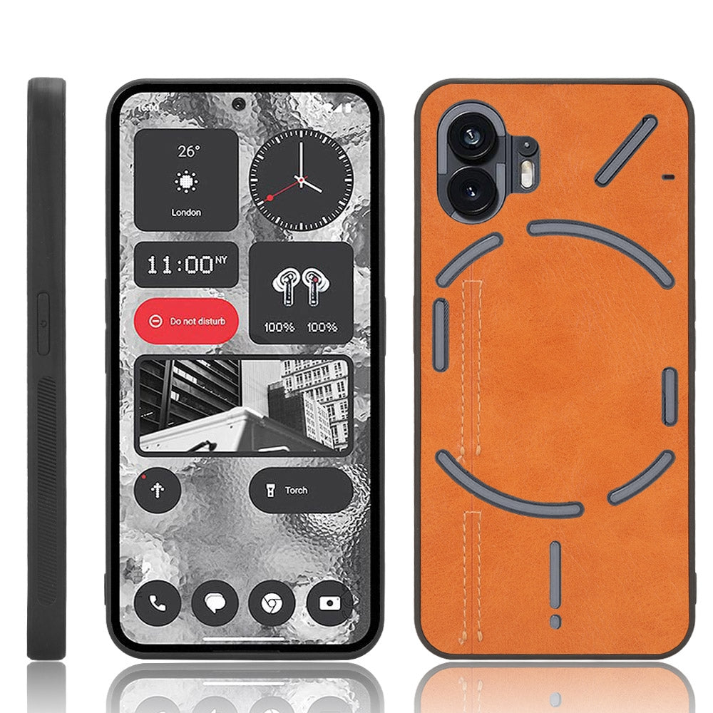 Nothing Phone 2 Cow Pattern Sewing Back Cover Phone Case - Premium PU Leather Texture PC + TPU Shockproof Protective Case, Scratch Resistant Slim Lightweight Anti-Fingerprint Full Coverage Mobile Cover