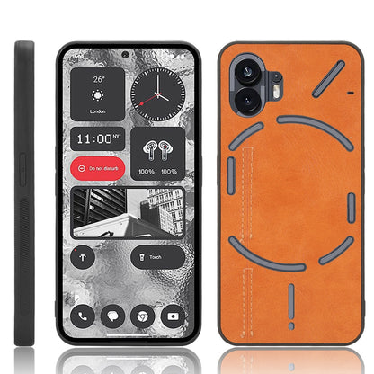Nothing Phone 2 Cow Pattern Sewing Back Cover Phone Case - Premium PU Leather Texture PC + TPU Shockproof Protective Case, Scratch Resistant Slim Lightweight Anti-Fingerprint Full Coverage Mobile Cover