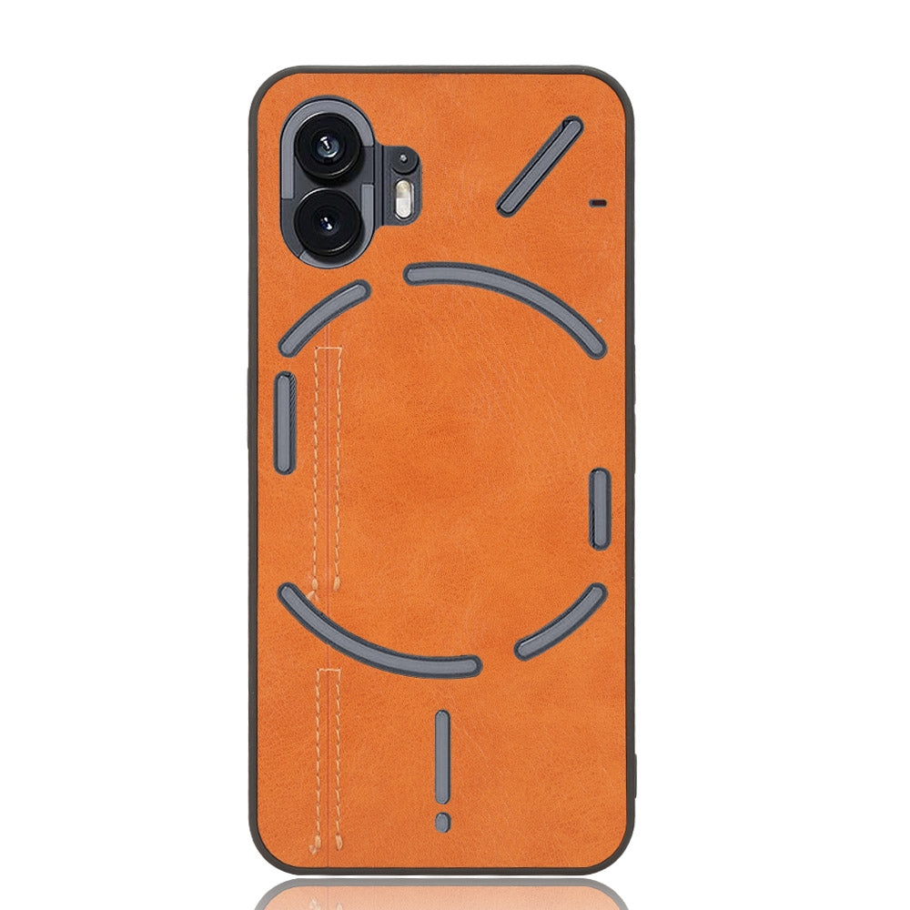 Nothing Phone 2 Cow Pattern Sewing Back Cover Phone Case - Premium PU Leather Texture PC + TPU Shockproof Protective Case, Scratch Resistant Slim Lightweight Anti-Fingerprint Full Coverage Mobile Cover