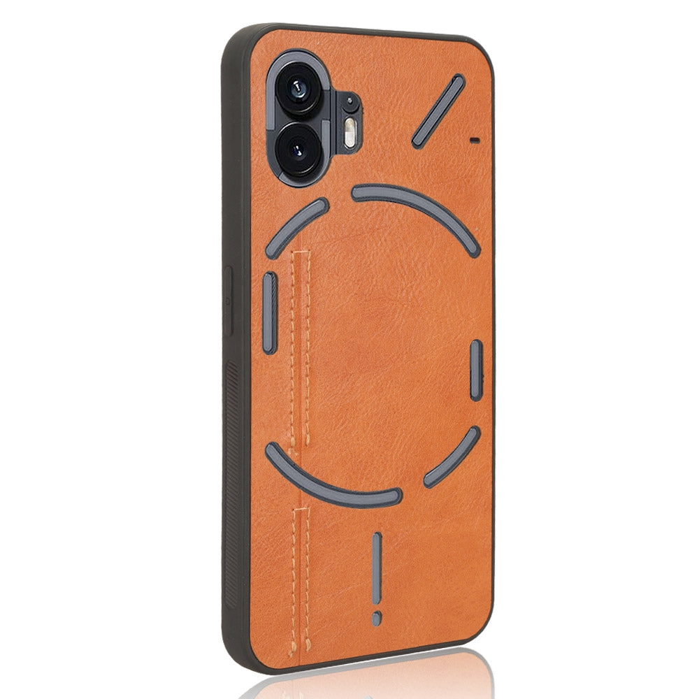 Nothing Phone 2 Cow Pattern Sewing Back Cover Phone Case - Premium PU Leather Texture PC + TPU Shockproof Protective Case, Scratch Resistant Slim Lightweight Anti-Fingerprint Full Coverage Mobile Cover