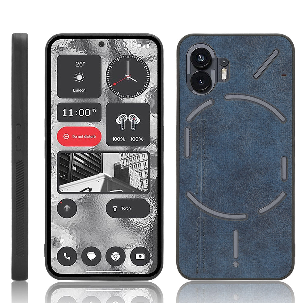 Nothing Phone 2 Cow Pattern Sewing Back Cover Phone Case - Premium PU Leather Texture PC + TPU Shockproof Protective Case, Scratch Resistant Slim Lightweight Anti-Fingerprint Full Coverage Mobile Cover