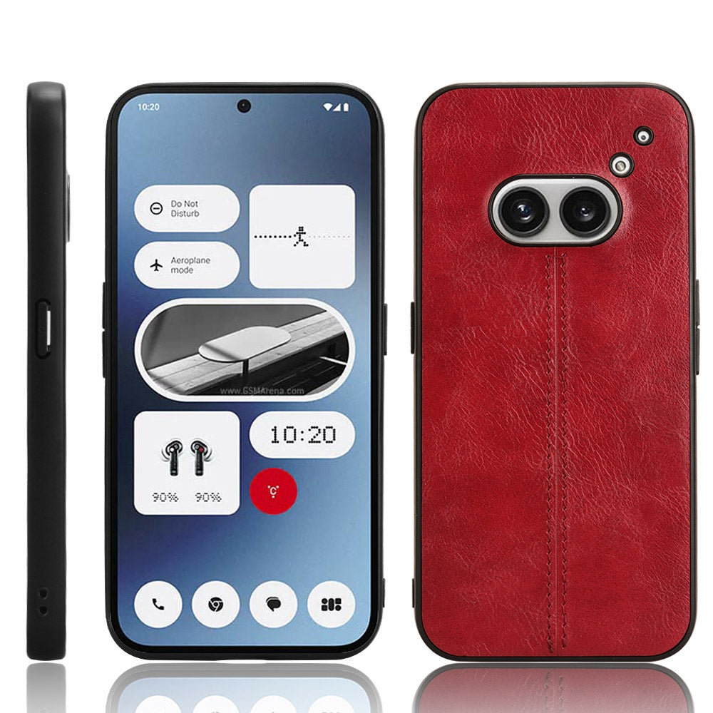 Nothing Phone 2a Cow Pattern Sewing Back Cover Phone Case - Premium PU Leather Texture PC + TPU Shockproof Protective Case, Scratch Resistant Slim Lightweight Anti-Fingerprint Full Coverage Mobile Cover
