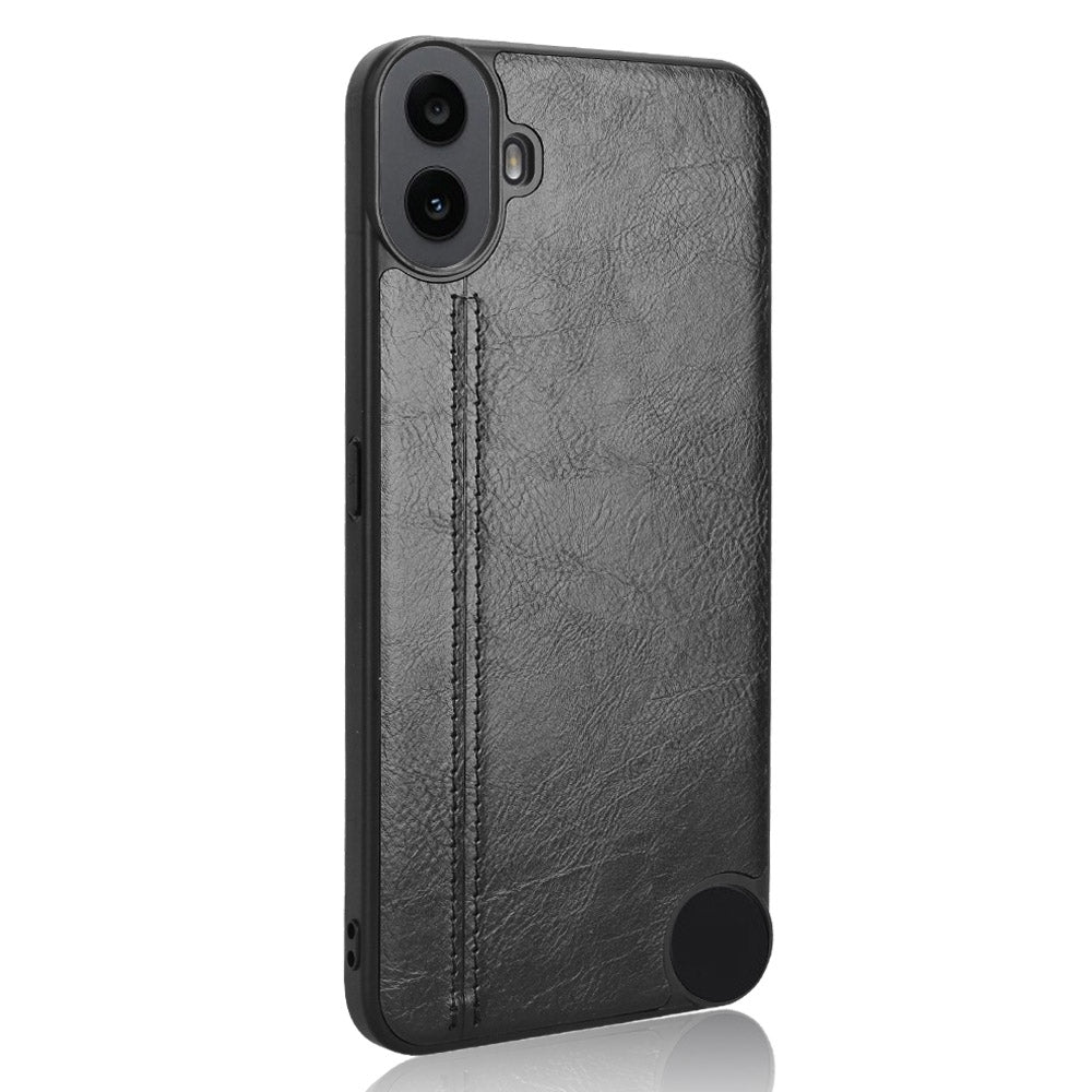 Nothing CMF Phone 1 Cow Pattern Sewing Back Cover Phone Case - Premium PU Leather Texture PC + TPU Shockproof Protective Case, Scratch Resistant Slim Lightweight Anti-Fingerprint Full Coverage Mobile Cover