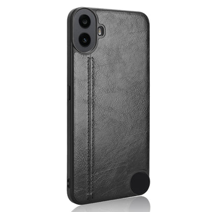 Nothing CMF Phone 1 Cow Pattern Sewing Back Cover Phone Case - Premium PU Leather Texture PC + TPU Shockproof Protective Case, Scratch Resistant Slim Lightweight Anti-Fingerprint Full Coverage Mobile Cover
