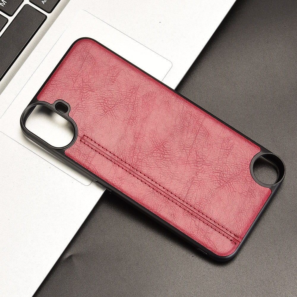 Nothing CMF Phone 1 Cow Pattern Sewing Back Cover Phone Case - Premium PU Leather Texture PC + TPU Shockproof Protective Case, Scratch Resistant Slim Lightweight Anti-Fingerprint Full Coverage Mobile Cover