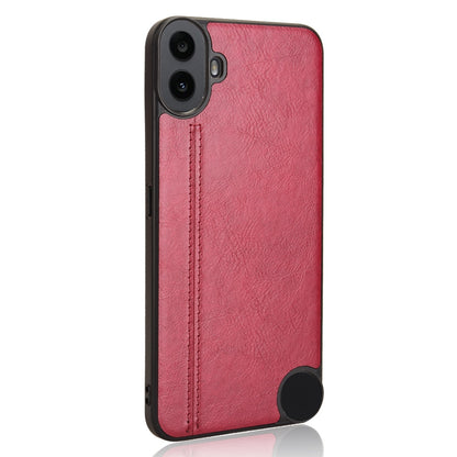 Nothing CMF Phone 1 Cow Pattern Sewing Back Cover Phone Case - Premium PU Leather Texture PC + TPU Shockproof Protective Case, Scratch Resistant Slim Lightweight Anti-Fingerprint Full Coverage Mobile Cover