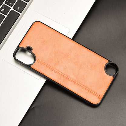 Nothing CMF Phone 1 Cow Pattern Sewing Back Cover Phone Case - Premium PU Leather Texture PC + TPU Shockproof Protective Case, Scratch Resistant Slim Lightweight Anti-Fingerprint Full Coverage Mobile Cover