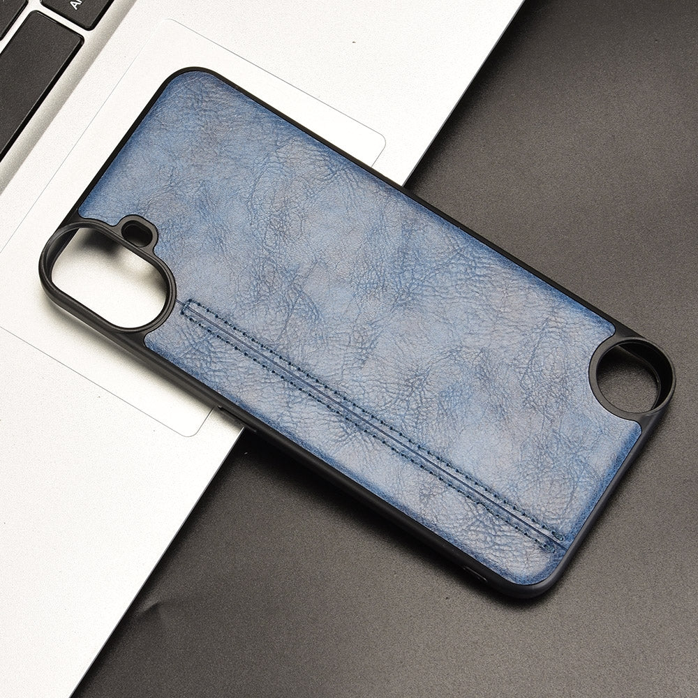Nothing CMF Phone 1 Cow Pattern Sewing Back Cover Phone Case - Premium PU Leather Texture PC + TPU Shockproof Protective Case, Scratch Resistant Slim Lightweight Anti-Fingerprint Full Coverage Mobile Cover