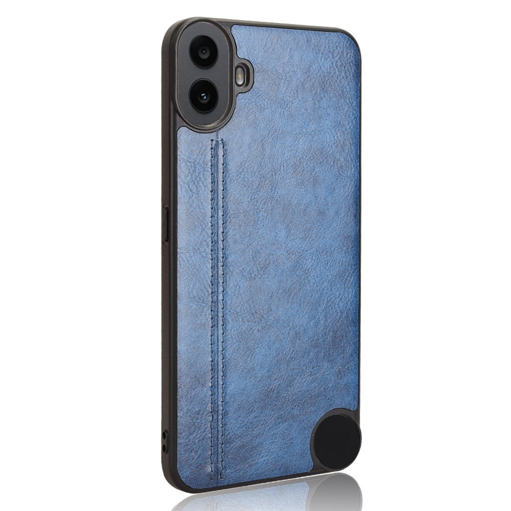 Nothing CMF Phone 1 Cow Pattern Sewing Back Cover Phone Case - Premium PU Leather Texture PC + TPU Shockproof Protective Case, Scratch Resistant Slim Lightweight Anti-Fingerprint Full Coverage Mobile Cover