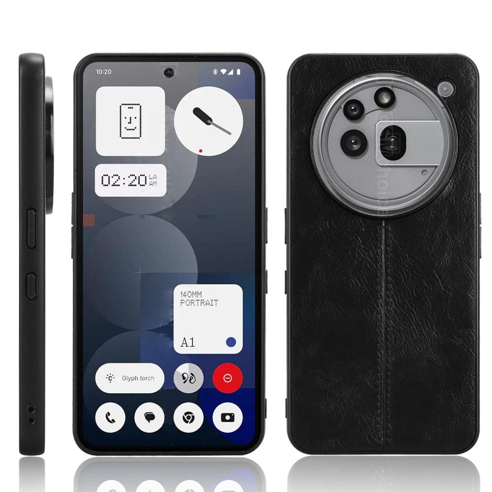 Nothing Phone 3a Pro Cow Pattern Sewing Back Cover Phone Case - Premium PU Leather Texture PC + TPU Shockproof Protective Case, Scratch Resistant Slim Lightweight Anti-Fingerprint Full Coverage Mobile Cover