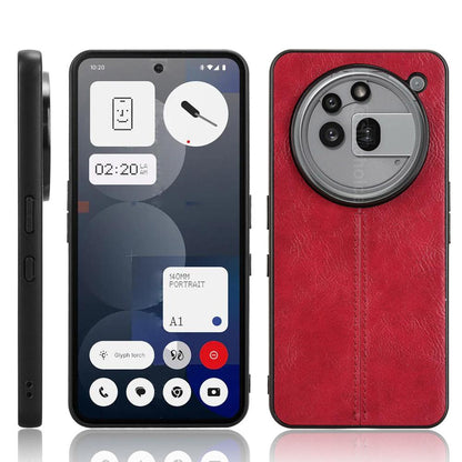 Nothing Phone 3a Pro Cow Pattern Sewing Back Cover Phone Case - Premium PU Leather Texture PC + TPU Shockproof Protective Case, Scratch Resistant Slim Lightweight Anti-Fingerprint Full Coverage Mobile Cover