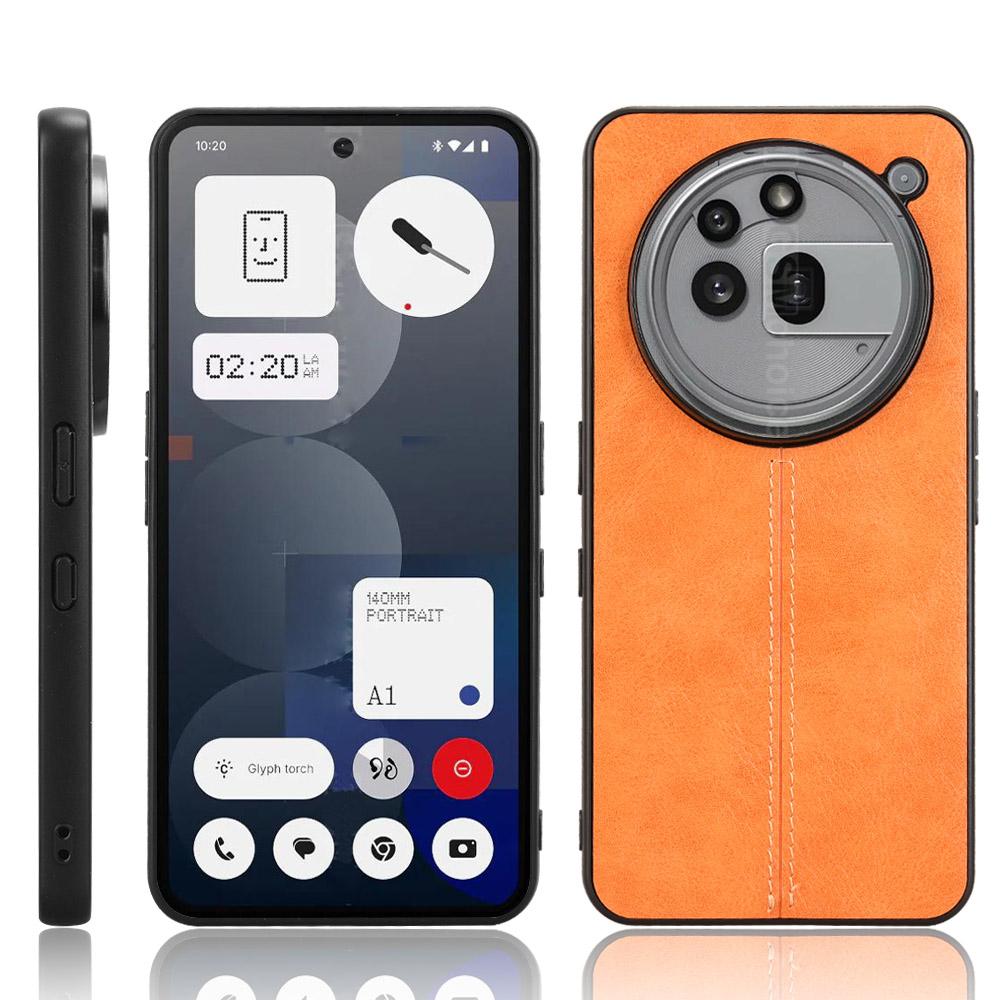 Nothing Phone 3a Pro Cow Pattern Sewing Back Cover Phone Case - Premium PU Leather Texture PC + TPU Shockproof Protective Case, Scratch Resistant Slim Lightweight Anti-Fingerprint Full Coverage Mobile Cover