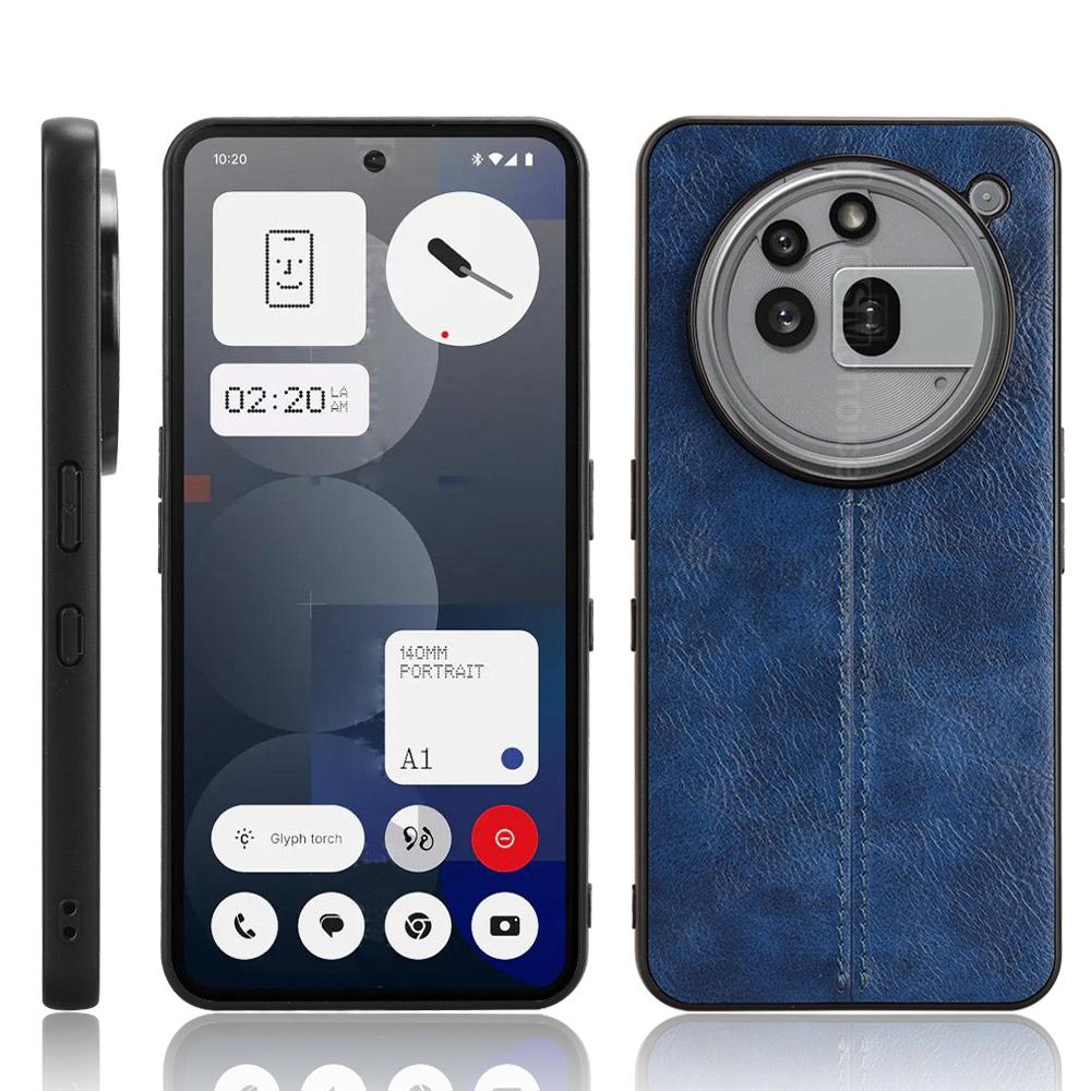 Nothing Phone 3a Pro Cow Pattern Sewing Back Cover Phone Case - Premium PU Leather Texture PC + TPU Shockproof Protective Case, Scratch Resistant Slim Lightweight Anti-Fingerprint Full Coverage Mobile Cover